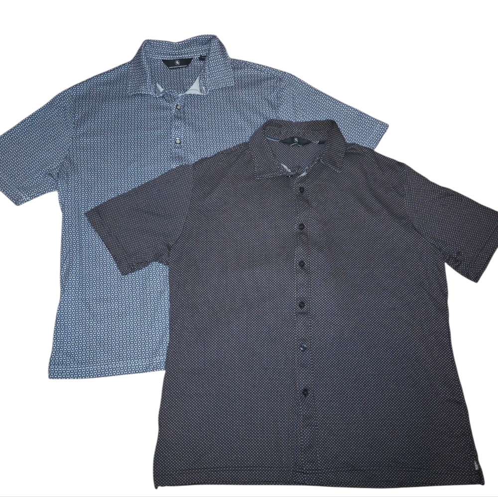 Hart Schaffner Marx Lot Of 2 100% Cotton Stretch Knit Button Up Shirts Size‎ M